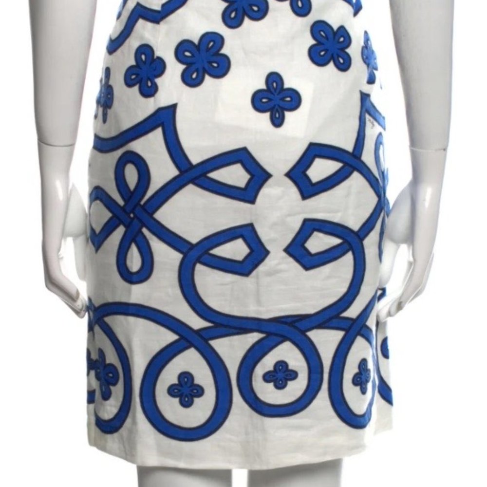Designer J McLaughlin Linen Blend Skirt with Embroidered Design - Picture 2 of 3